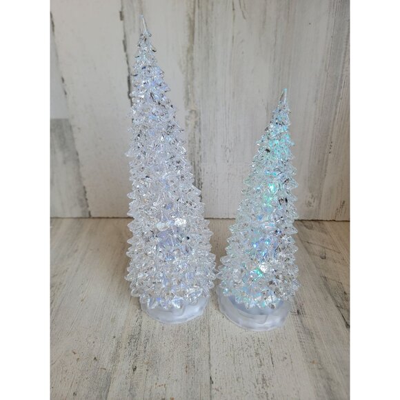 Color changing acrylic trees pine Xmas home decor set - Picture 1 of 10